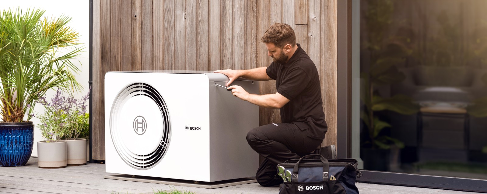 installer in front of bosch heat pump installer in front of bosch heat pump