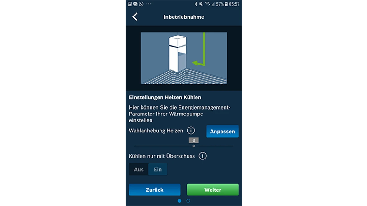 Einstellungen Heizen-Kühlen Energiemanager
