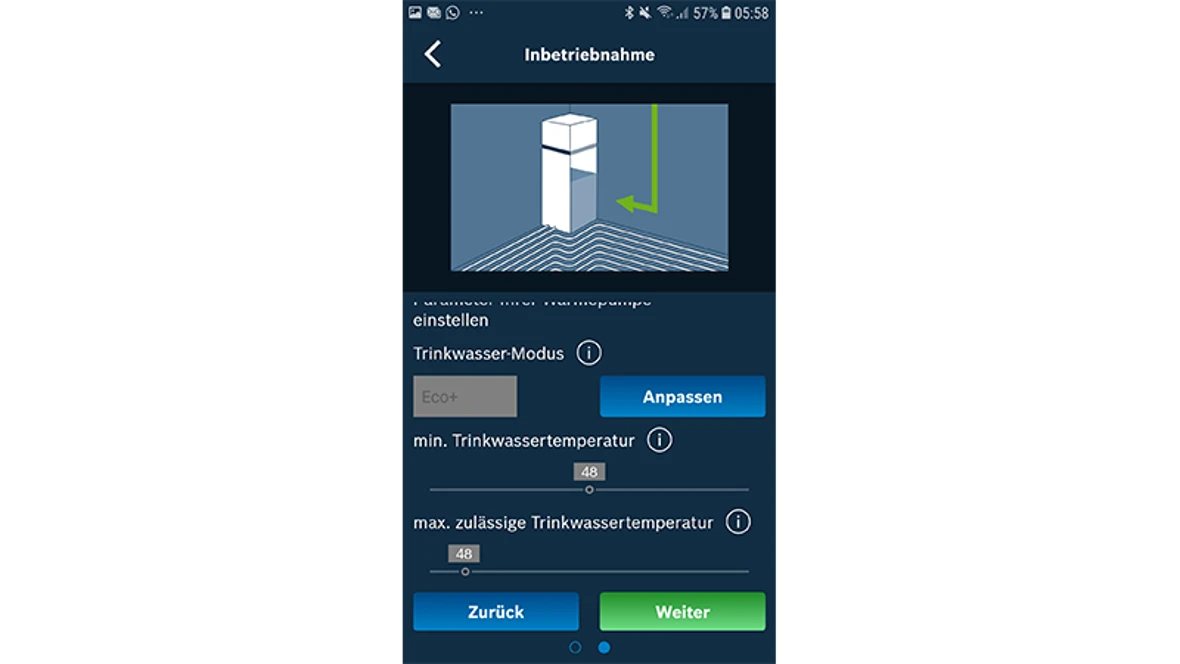 Einstellungen Trinkwasser Energiemanager