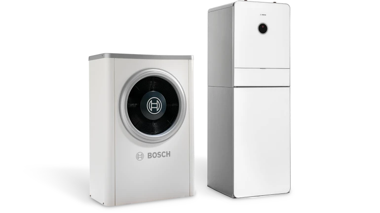 Eine Wärmepumpe mit Innen- und Außeneinheit