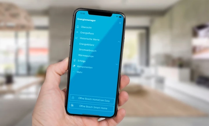 Navigationsmenü der Energiemanager-App von Bosch