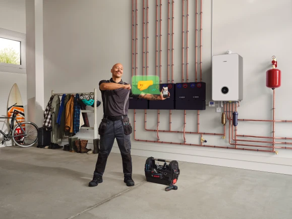 Installer in front of boiler install#likeAbosch