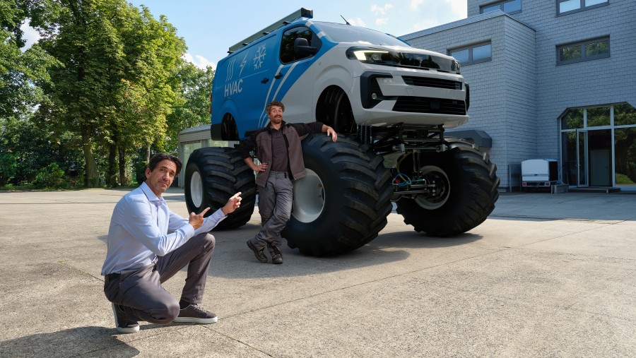 Installer in front of monster truck Install#LikeABosch