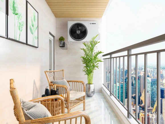 Een bosch airconditioner op het balkon