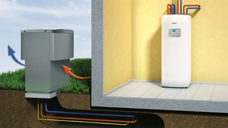 Dessin d'une installation de pompe à chaleur