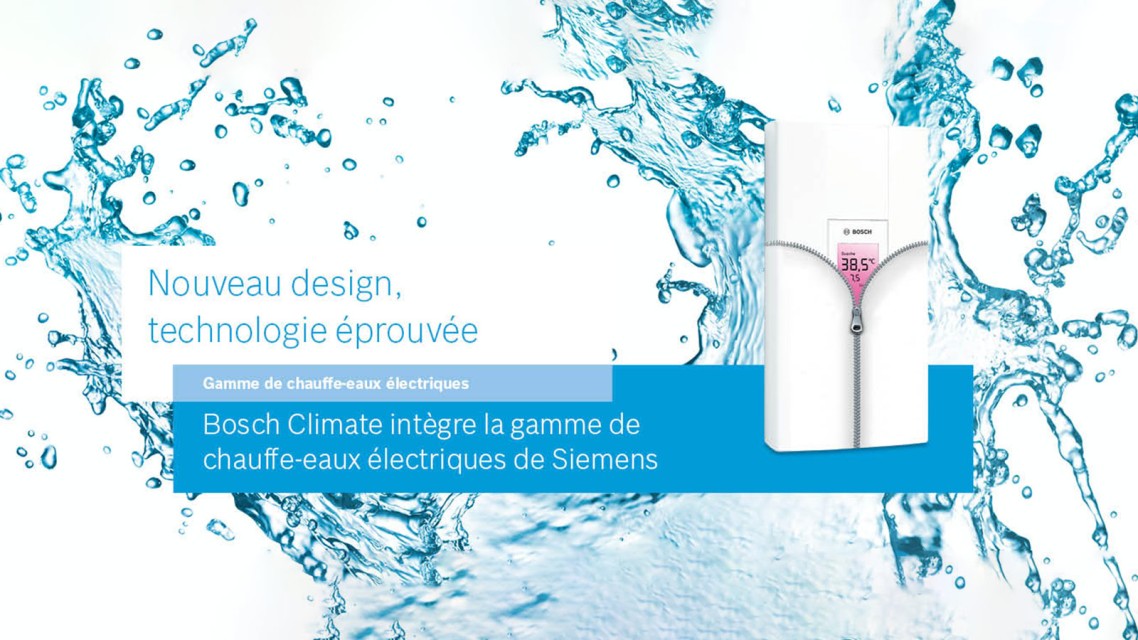 Bosch Climate neemt gamma elektrische warmwatertoestellen over van Siemens Bosch Climate neemt gamma elektrische warmwatertoestellen over van Siemens