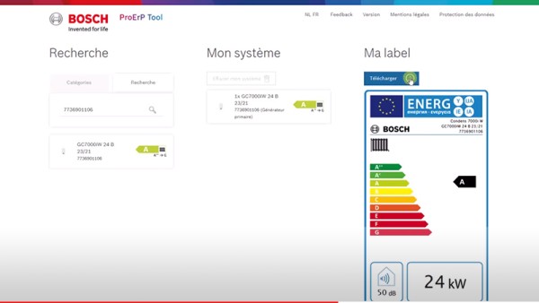 Bosch ProErP - Créer le label énergétique d'un produit