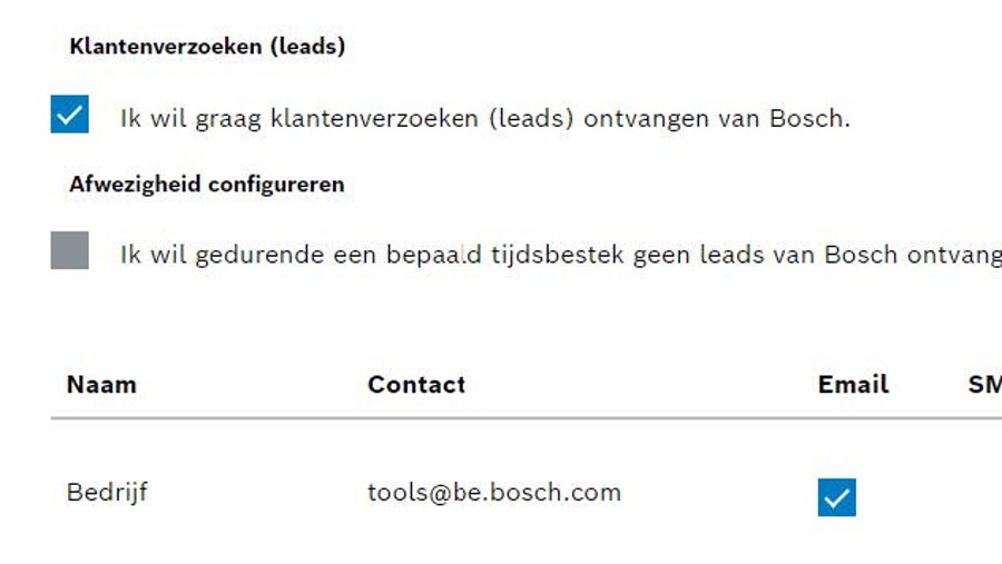 Vinkje klantenaanvragen ontvangen Vinkje klantenaanvragen ontvangen