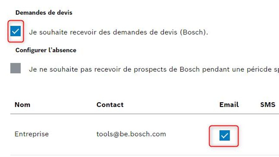 Activer demandes de devis Activer demandes de devis