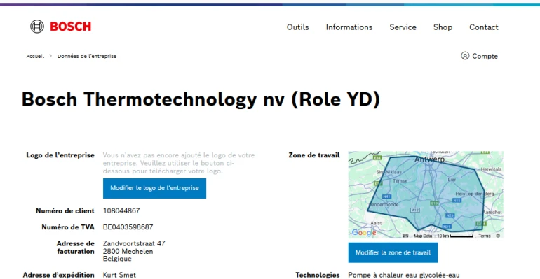 modifier la zone de travail