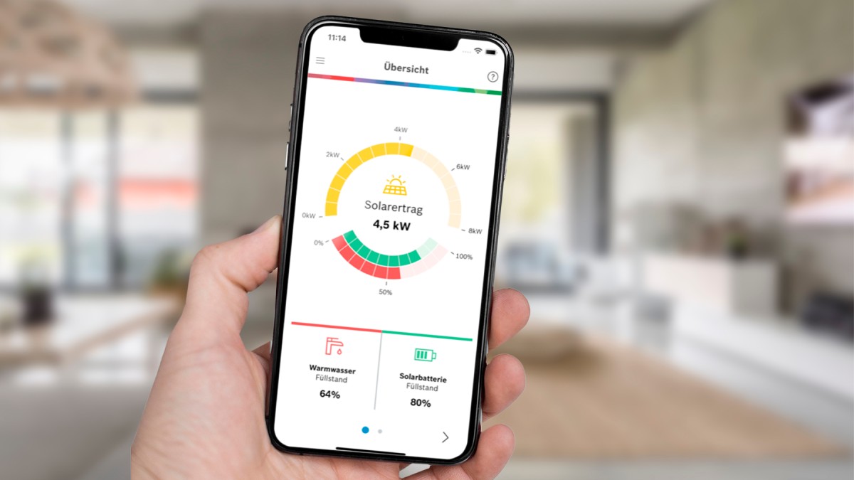 Übersichtsseite der Energiemanager-App von Bosch