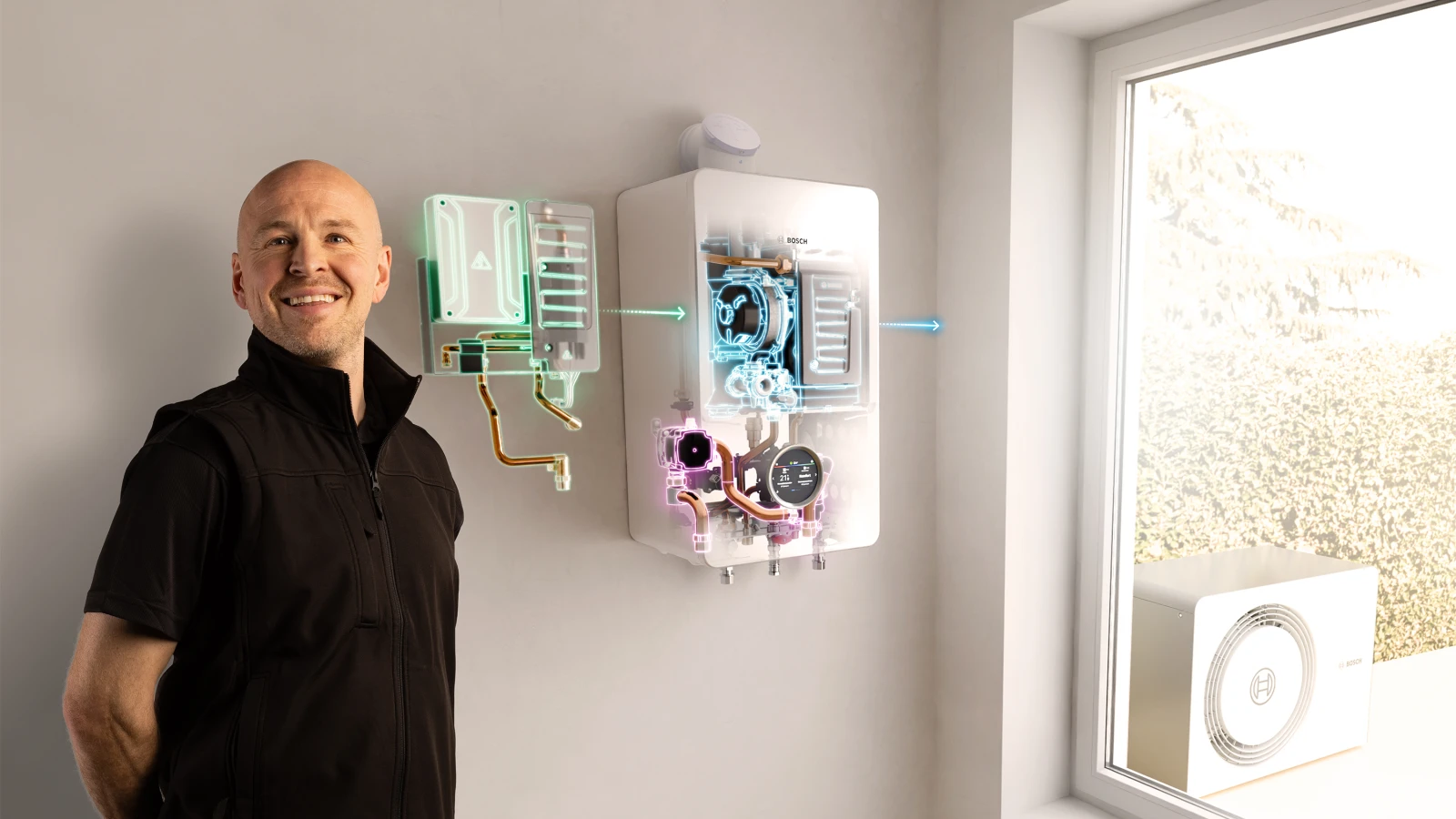 Instalatér Bosch před Bosch Compress Hybrid 5800i G