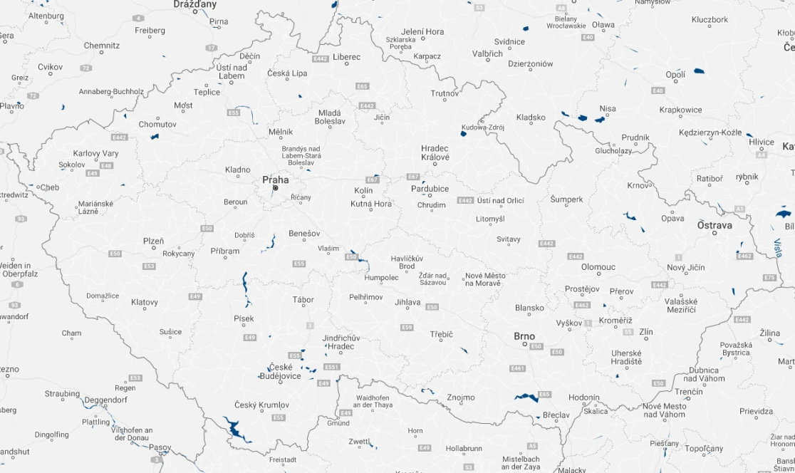 Mapa ČR - showroomy Bosch