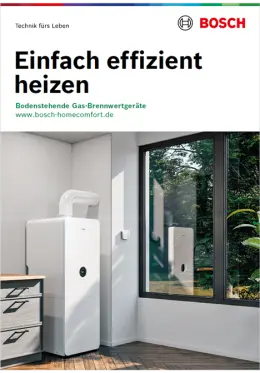 Titelbild für die Gesamtbroschüre über Gas-Brennwertgeräte (bodenstehend).