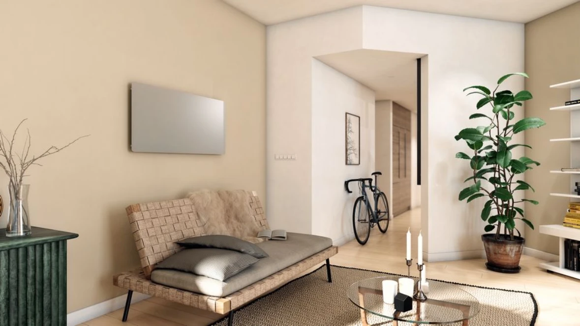 HI 4000 P von Bosch in Metallausführung wandhängend über einem Sofa