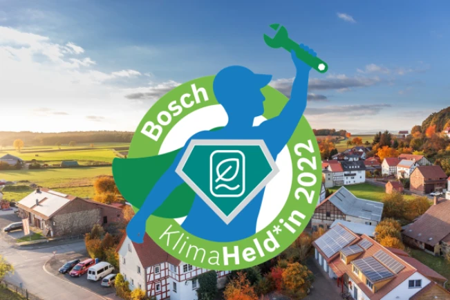 Das Logo zum Wettbewerb Bosch Klimaheld*in