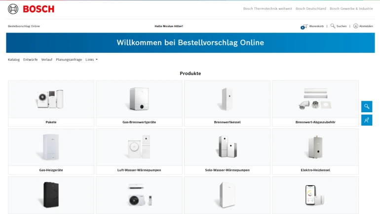 Tool Bestellvorschlag Online Bosch Partner Portal