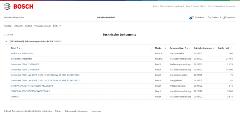 Bestellvorschlag Online Bosch Partner Portal