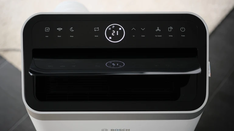 Das Display einer mobilen Klimaanlage.