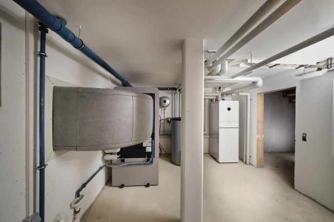 Innenaufstellung einer Monoblock-Wärmepumpe im Heizungskeller in Amtzell.