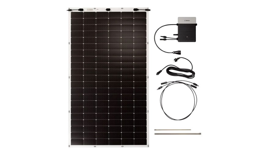 Ultraleichte PV-Module, Wechselrichter, Kabel, Stecker und Befestigungsmaterial .