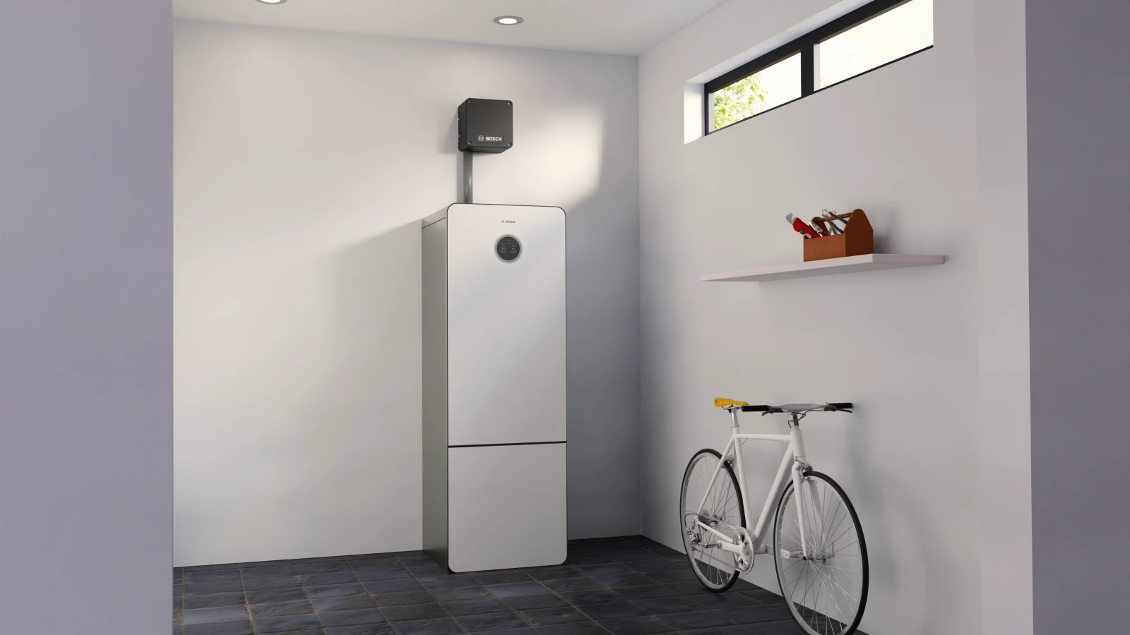 Bosch Sole-Wasser-Wärmepumpe Compress 7800i LW im Keller aufgestellt