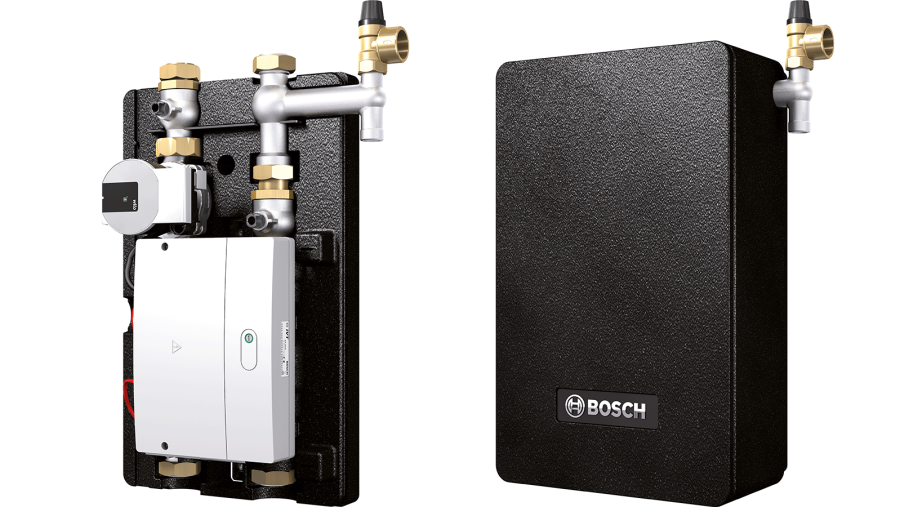 Das Bosch OptiEnergy-System in der Innenansicht links und geschlossenen Ansicht rechts Das Bosch OptiEnergy-System in der Innenansicht links und geschlossenen Ansicht rechts