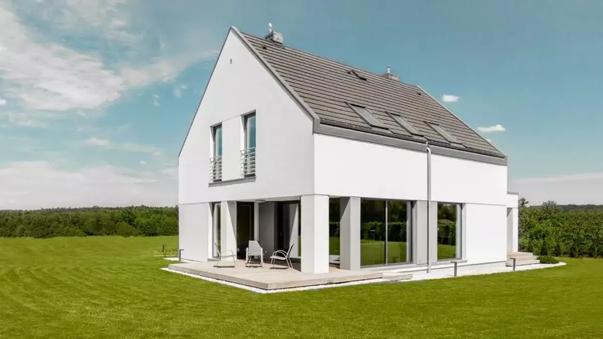House surrounded by green.