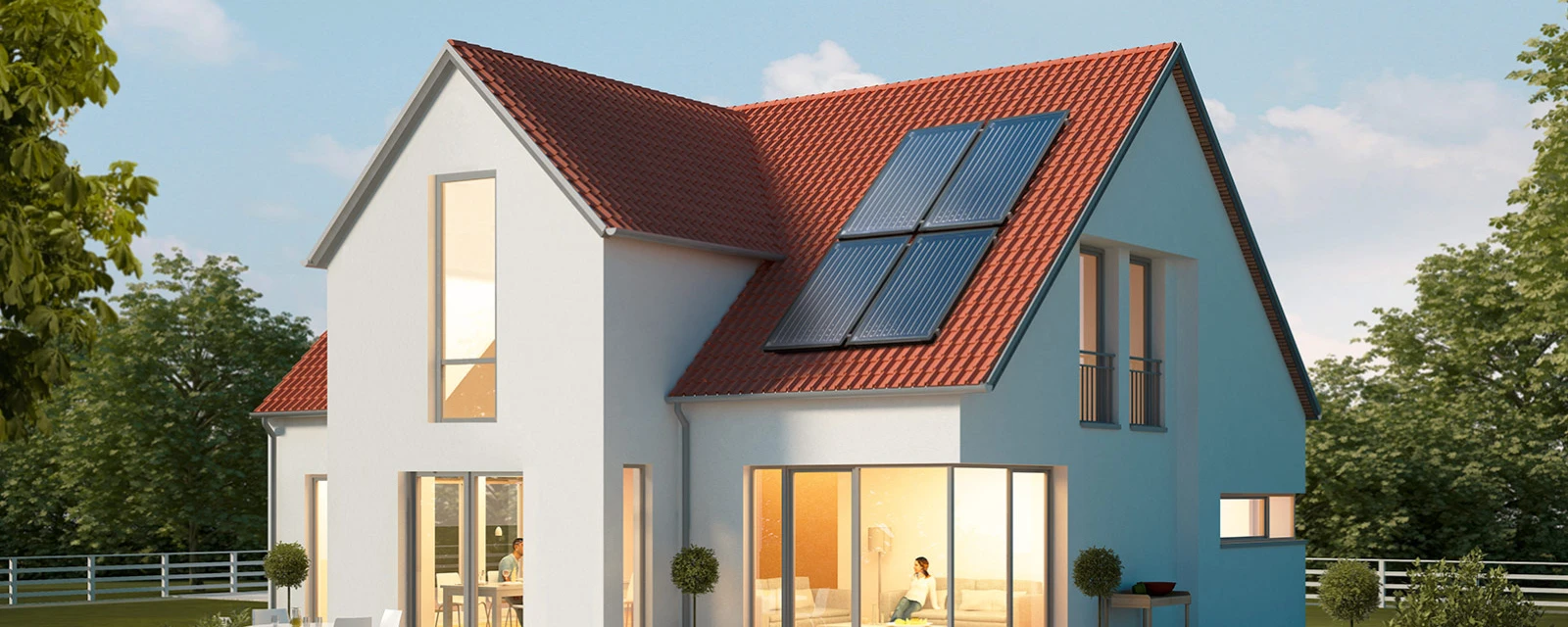 Casa con paneles solares