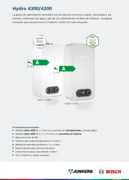Ficha Técnica Calentador Hydro 4200/4300 Junkers Bosch