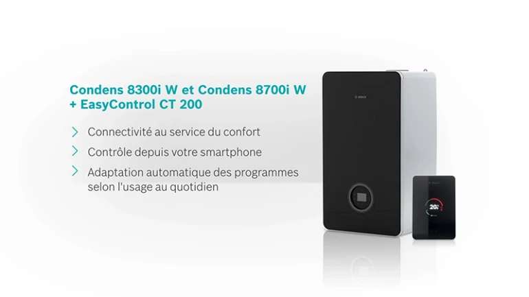 Chaudière gaz à condensation THPE Bosch - Condens 8300i W et Condens 8700i W : connectées