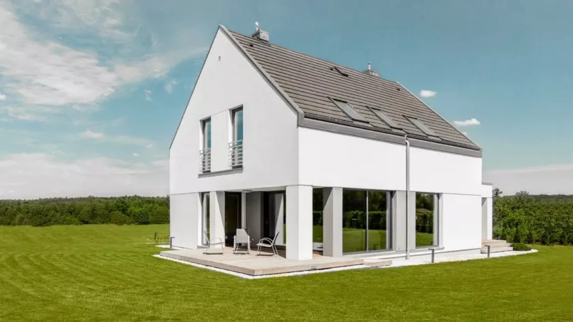 House surrounded by green.