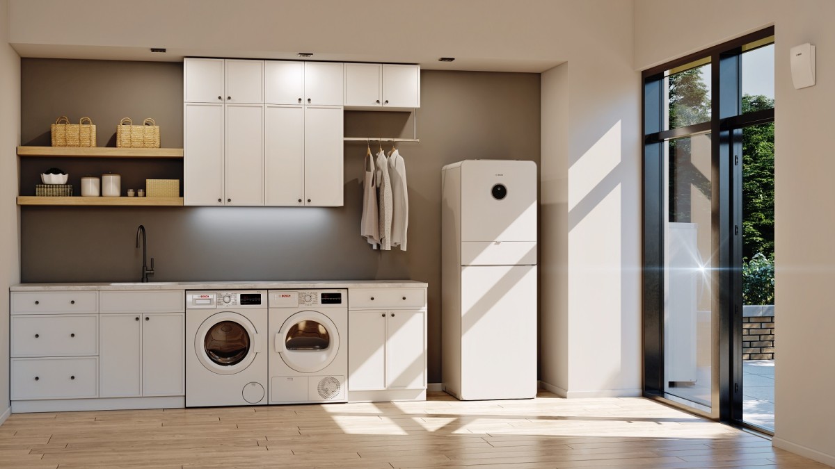 Laundry room with a Bosch Compress 7400i AW Laundry room with a Bosch Compress 7400i AW