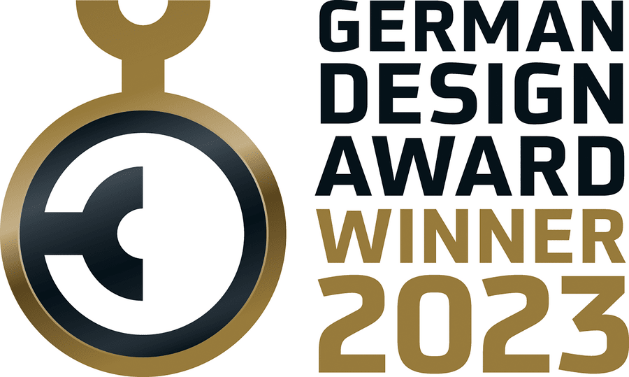 Auszeichnung-Siegel für den Bosch Air 4000 Luftreiniger: German Design Award Winner 2023.