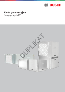 Karta gwarancyjna Pompy ciepła LV