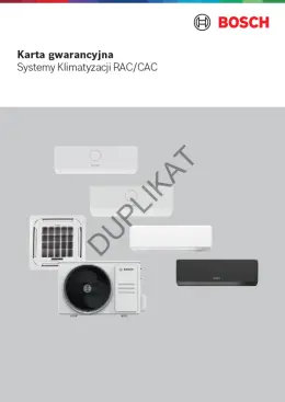 Karta gwarancyjna Systemy klimatyzacji RAC/CAC