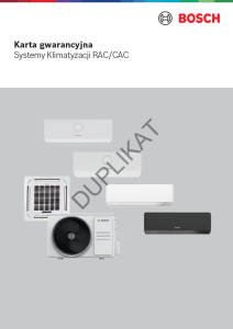 Karta gwarancyjna Systemy klimatyzacji RAC/CAC Karta gwarancyjna Systemy klimatyzacji RAC/CAC