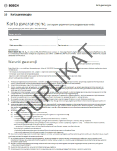 Karta gwarancyjna - elektryczne przeplywowe podgrzewacze wody