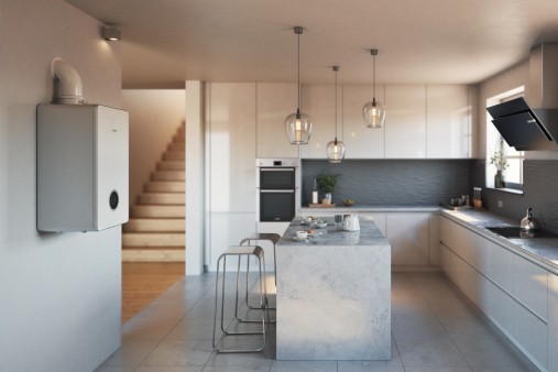 Plynový kondenzačný kotol Bosch v modernom dome