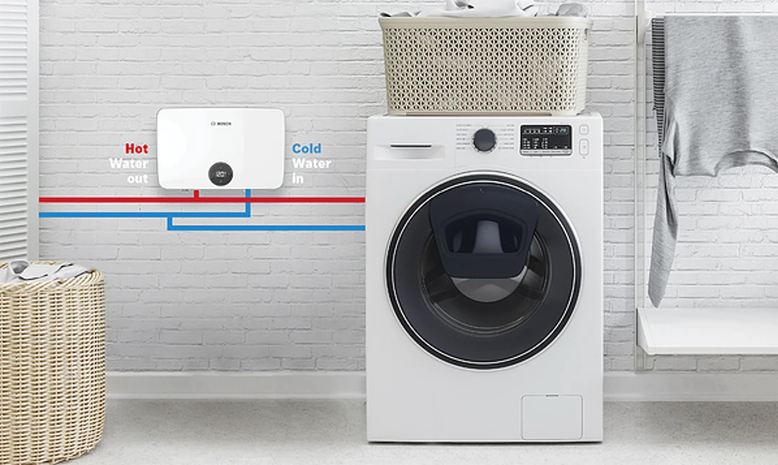 Electric tankless water heater underneath sink