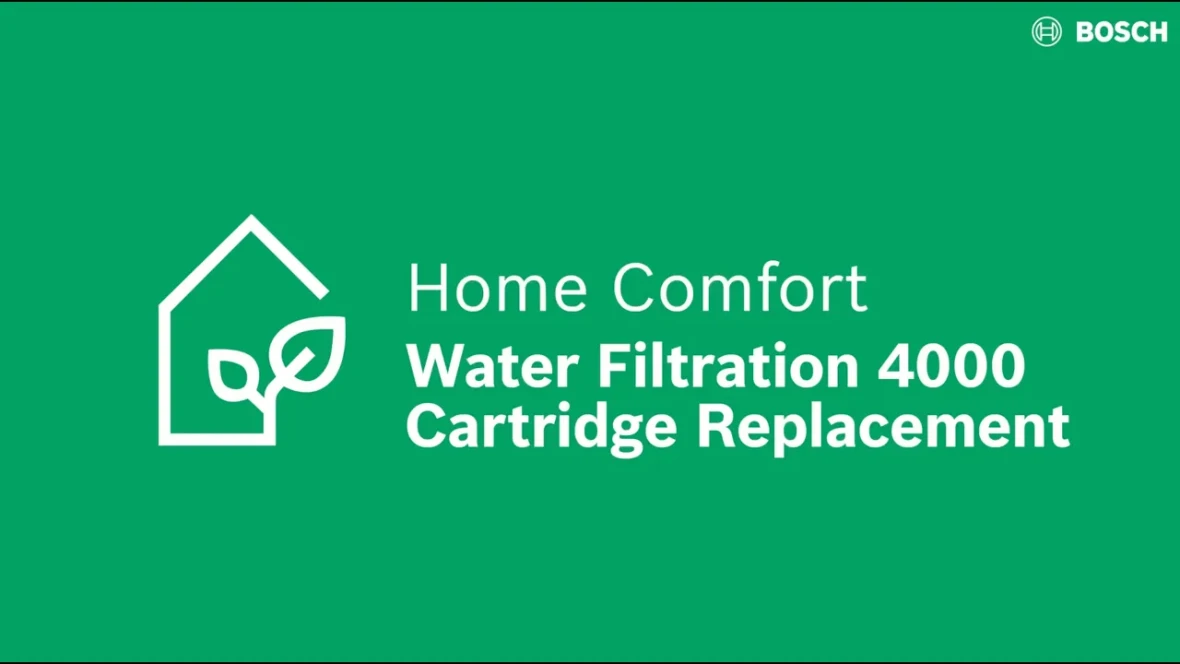 Step-by-step video guide to replacing the Bosch Water Filtration 4000 filter cartridge.