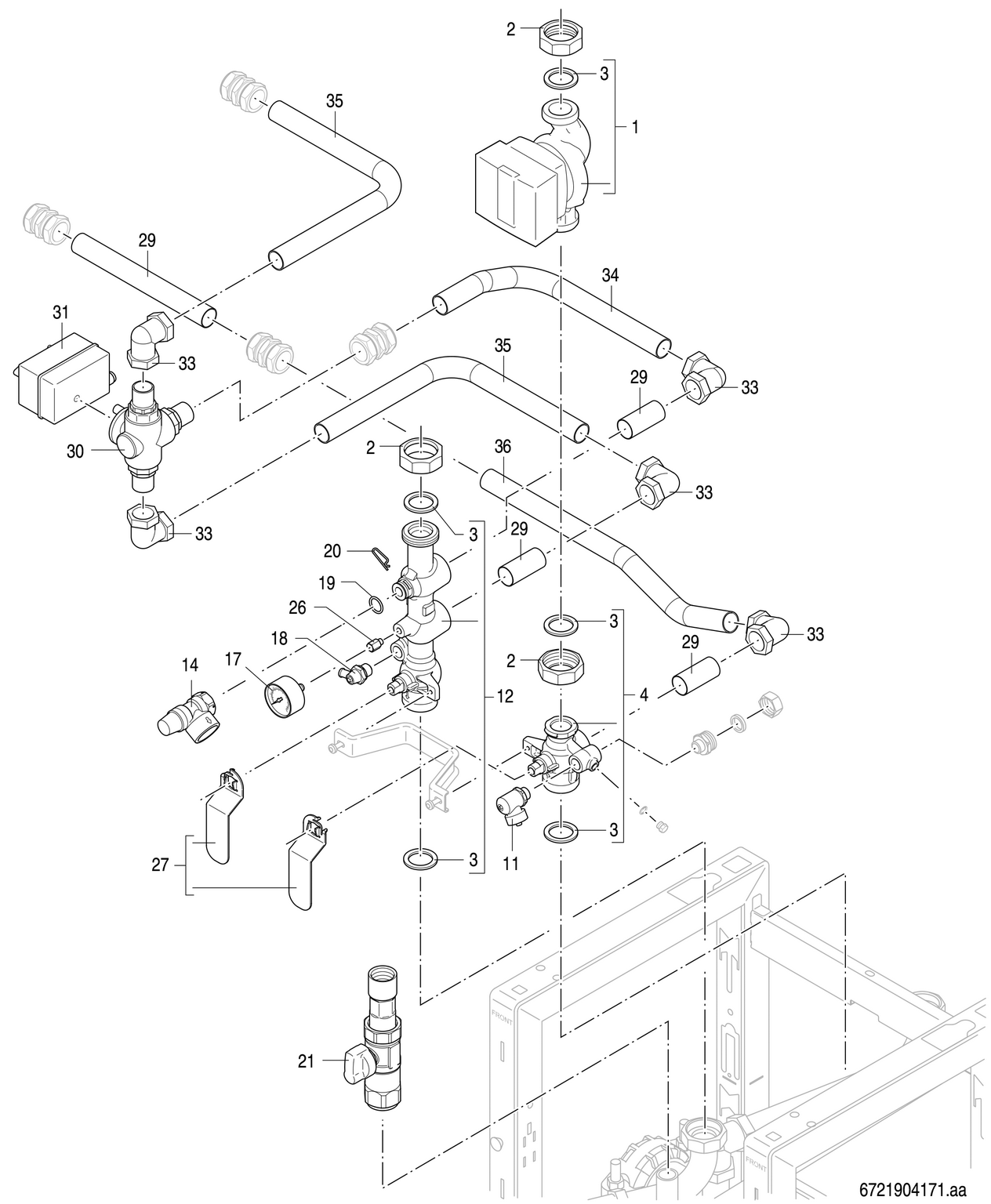 Spare Part Image for Kit de raccordement (Vanne 3 voies)